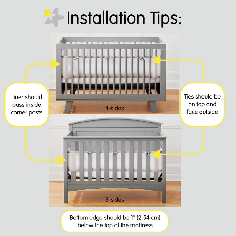 BreathableBaby - Mesh Liner for Cribs and Playards, Classic and Deluxe Styles Mother & Baby Owl Fun Gray