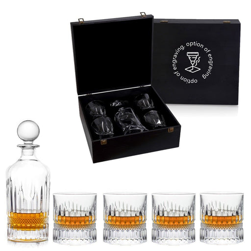 Brilliant - BALMORAL 5PC WHISKY SET WOOD BOX Home & Kitchen