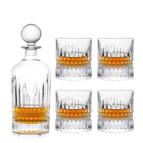 Brilliant - BALMORAL 5PC WHISKY SET WOOD BOX Home & Kitchen