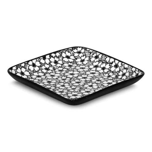 Brilliant - BLACK DAISY SQUARE PLATE 12X12CM Home & Kitchen