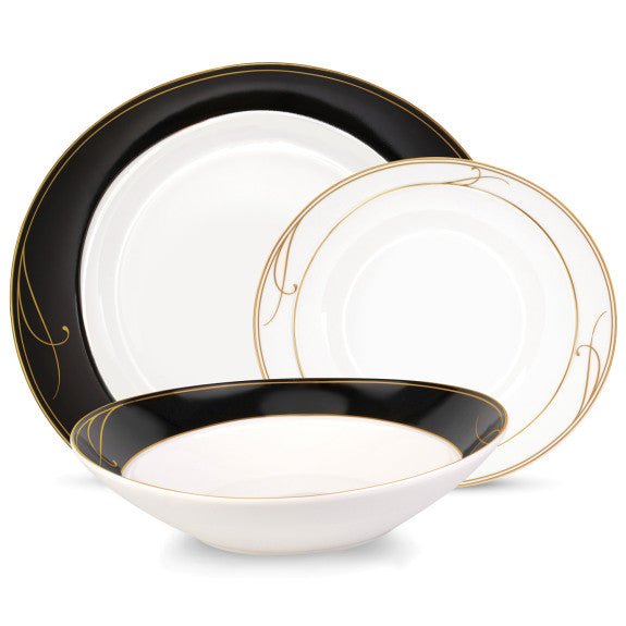 Brilliant - BLACK ELEGANCE 16PC DINNERSET(4 PLACE SETTINGS) Home & Kitchen