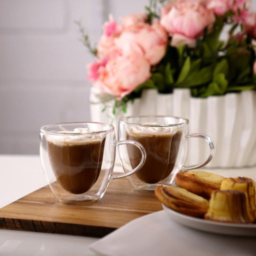 Brilliant - DOUBLE DOUBLE HEART COFFEE CUP 250ML S/2 Home & Kitchen
