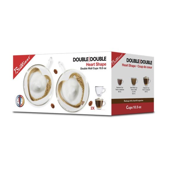 Brilliant - DOUBLE DOUBLE HEART COFFEE CUP 250ML S/2 Home & Kitchen