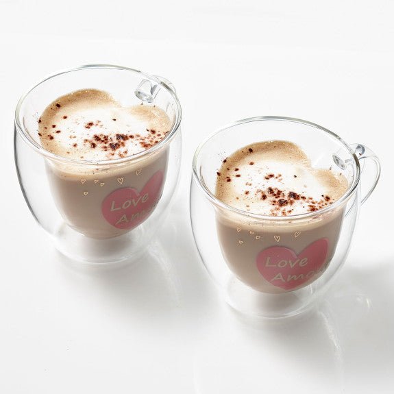 Brilliant - DOUBLE DOUBLE HEART COFFEE CUP AMOUR COFFEE CUP 250ML S/2 Home & Kitchen