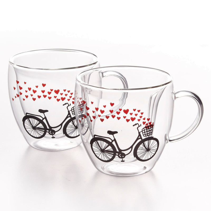 Brilliant - DOUBLE DOUBLE HEART COFFEE CUP SWEETHEART 250ML S/2 Home & Kitchen