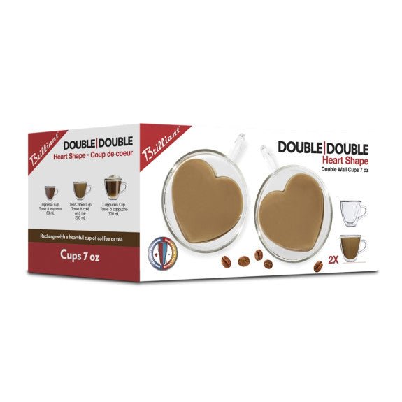 Brilliant - DOUBLE DOUBLE HEART TEA CUP 125ML S/2 Home & Kitchen