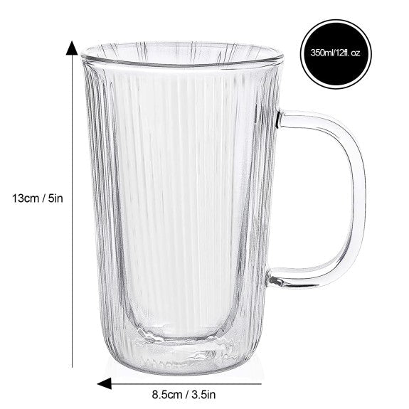 Brilliant - DOUBLE WALL - RIBBED MUG 350ML SET/2 Home & Kitchen