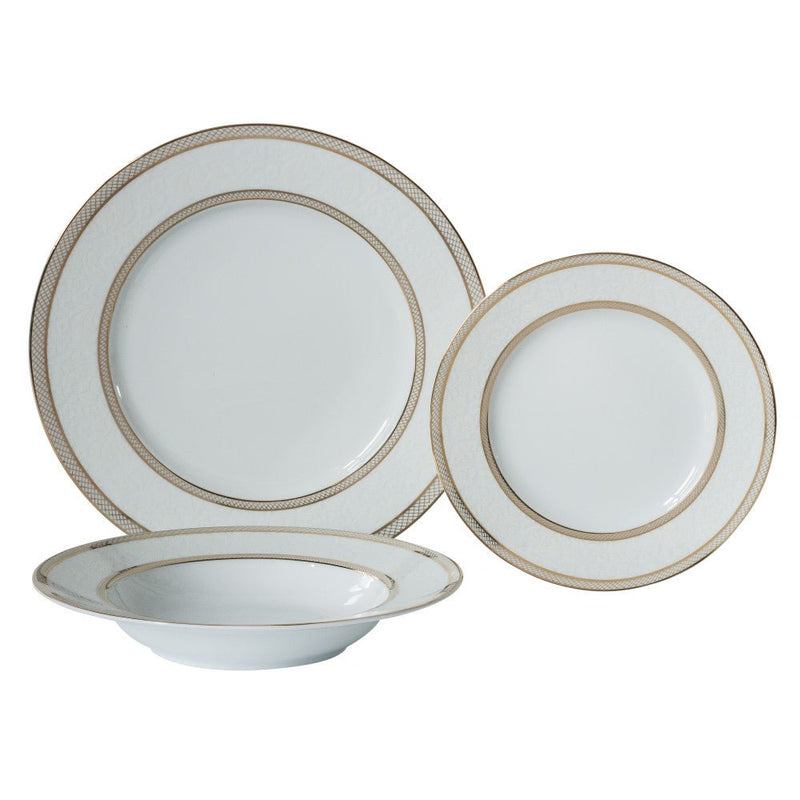 Brilliant - FLORAL LACE GOLD 18 PC DINNERSET Home & Kitchen