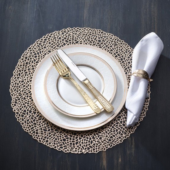 Brilliant - FLORAL LACE GOLD 18 PC DINNERSET Home & Kitchen