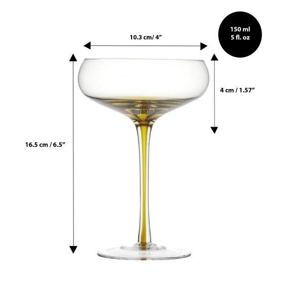 Brilliant - GEM AMBER COUPE CHAMP.150ML SET/4 Home & Kitchen