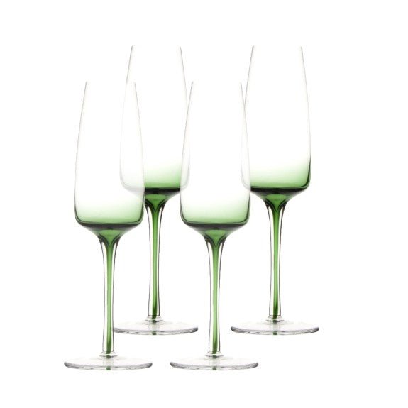 Brilliant - GEM EMERALD FLUTE 200 ML SET/4 Home & Kitchen
