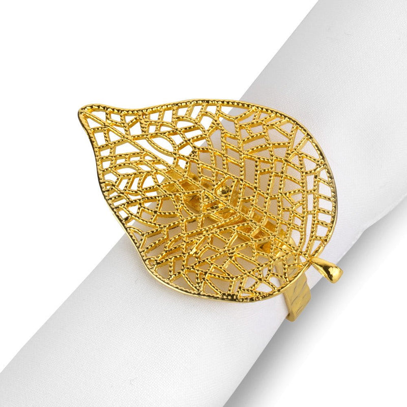 Brilliant - NAPKIN RING FEUILLE S/4 GOLD Home & Kitchen