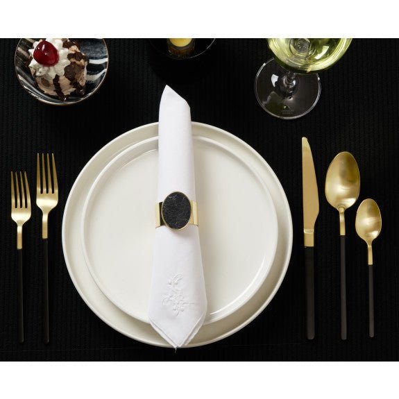 Brilliant - NAPKIN RING MEDALLION MARBLE BLACK Home & Kitchen