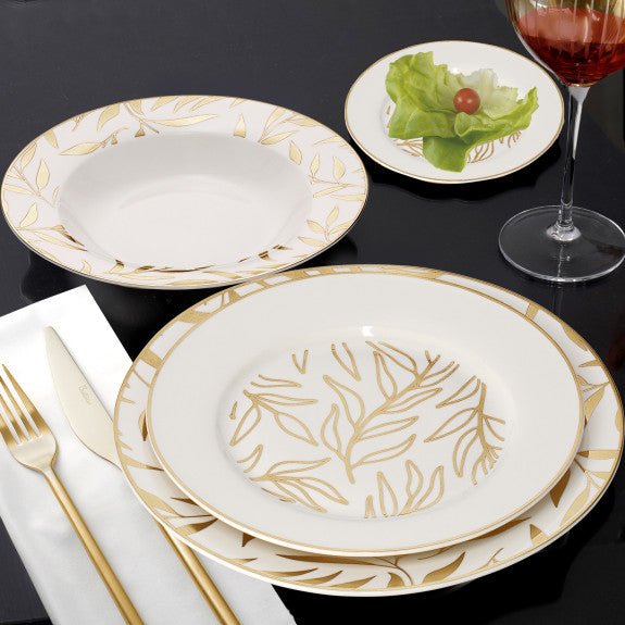 Brilliant - OLIVE LEAVES GOLD B&B PLATE SET/6 Home & Kitchen