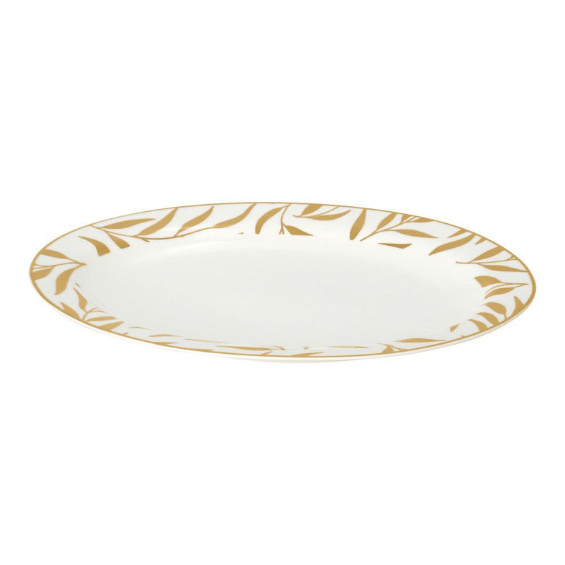 Brilliant - OLIVE LEAVES GOLD OVAL PLATTER 14" Home & Kitchen