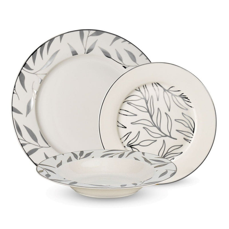 Brilliant - OLIVE LEAVES PLATINE DINNERSET 18 PC Home & Kitchen