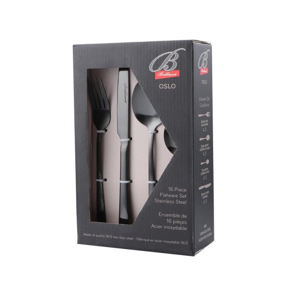 Brilliant - OSLO 16PC FLATWARE BLACK Home & Kitchen