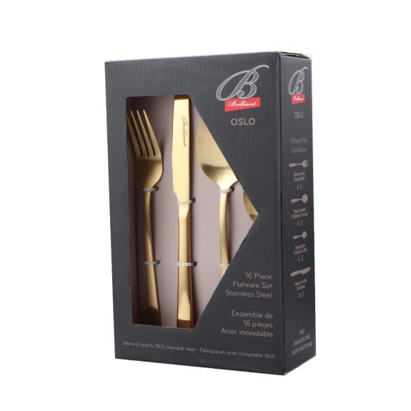 Brilliant - OSLO 16PC FLATWARE GOLD Home & Kitchen