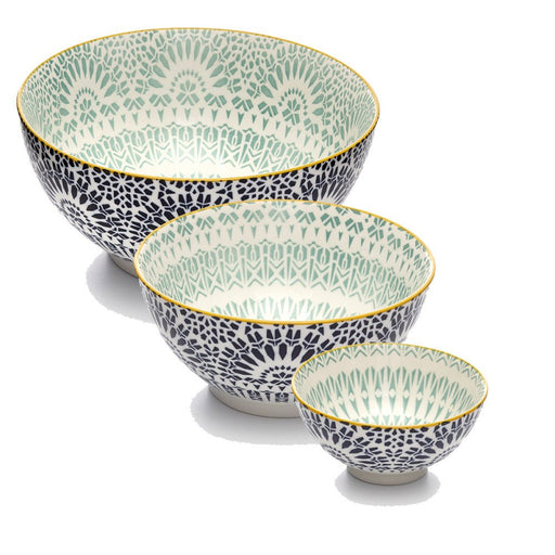 Brilliant - PAISLEY BLEU 3PC BOWL SET Home & Kitchen