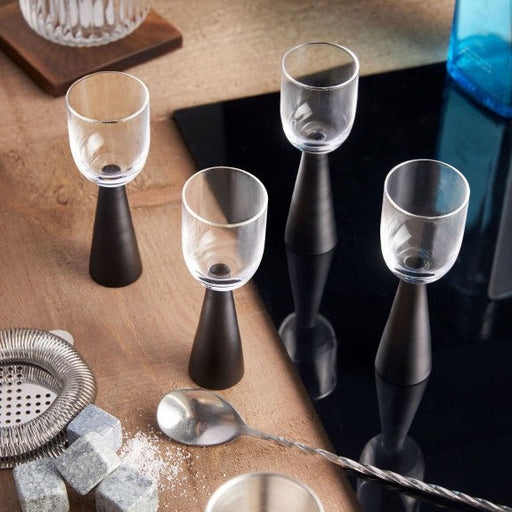 Brilliant - PYRAMIDE SHOT/LIQUEUR BLACK SET/4 Home & Kitchen