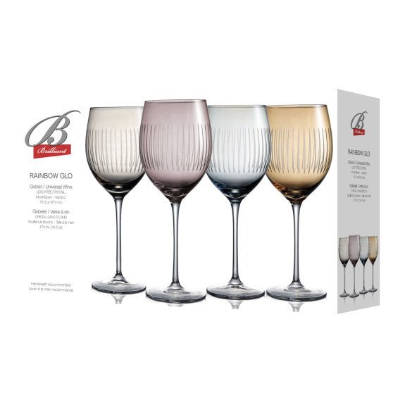 Brilliant - RAINBOW GLO GOBLET 470ML S/4 ASS. COLORS Home & Kitchen