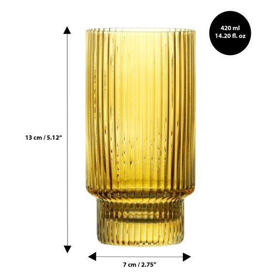 Brilliant - RIBBED AMBER HIGHBALL 420 ML SET/4 Home & Kitchen