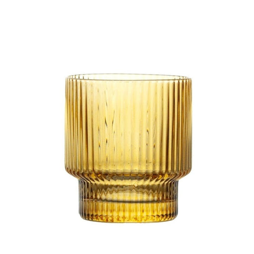 Brilliant - RIBBED AMBER OLD FASHIONED 340ML SET/4 Home & Kitchen
