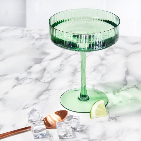 Brilliant - RIBBED CLEAR COCKTAIL LIME 290ML SET/4 Home & Kitchen