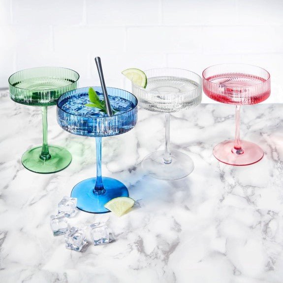 Brilliant - RIBBED CLEAR COCKTAIL LIME 290ML SET/4 Home & Kitchen