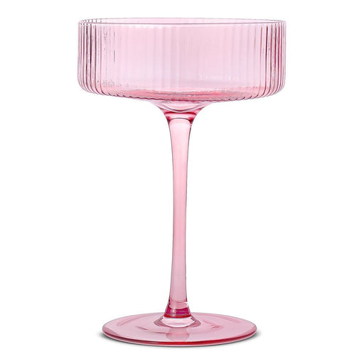 Brilliant - RIBBED CLEAR COCKTAIL ROSE 290ML SET/4 Home & Kitchen