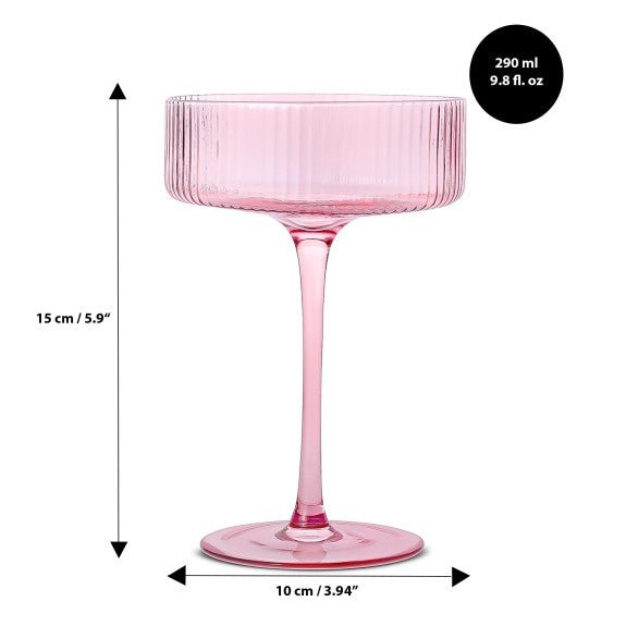 Brilliant - RIBBED CLEAR COCKTAIL ROSE 290ML SET/4 Home & Kitchen