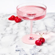 Brilliant - RIBBED CLEAR COCKTAIL ROSE 290ML SET/4 Home & Kitchen