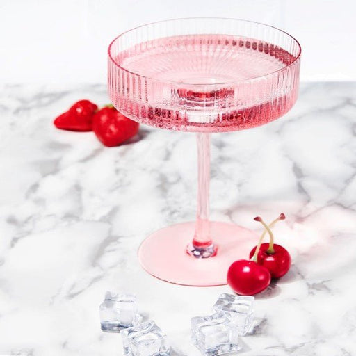 Brilliant - RIBBED CLEAR COCKTAIL ROSE 290ML SET/4 Home & Kitchen