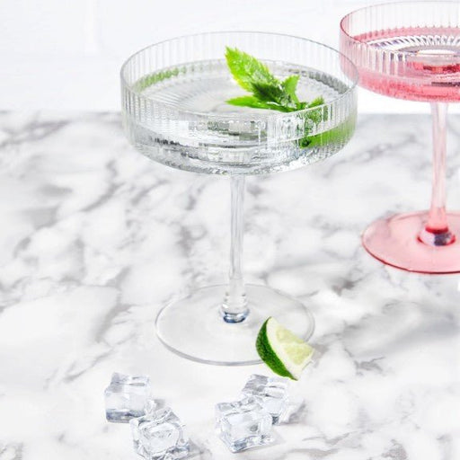 Brilliant - RIBBED CLEAR COUPE COCKTAIL 290ML SET/4 Home & Kitchen