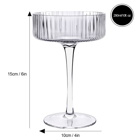 Brilliant - RIBBED CLEAR COUPE COCKTAIL 290ML SET/4 Home & Kitchen