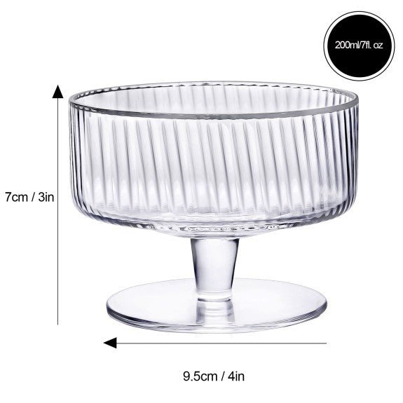 Brilliant - RIBBED CLEAR COUPE DESSERT 210ML SET/4 Home & Kitchen