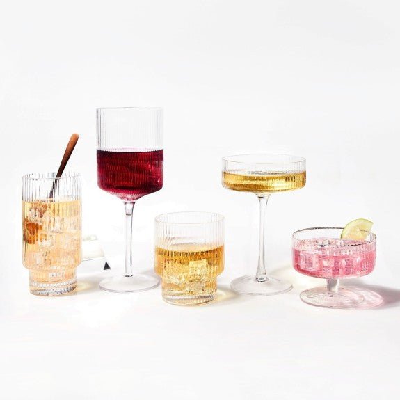 Brilliant - RIBBED CLEAR GOBLET 390ML SET/4 Home & Kitchen