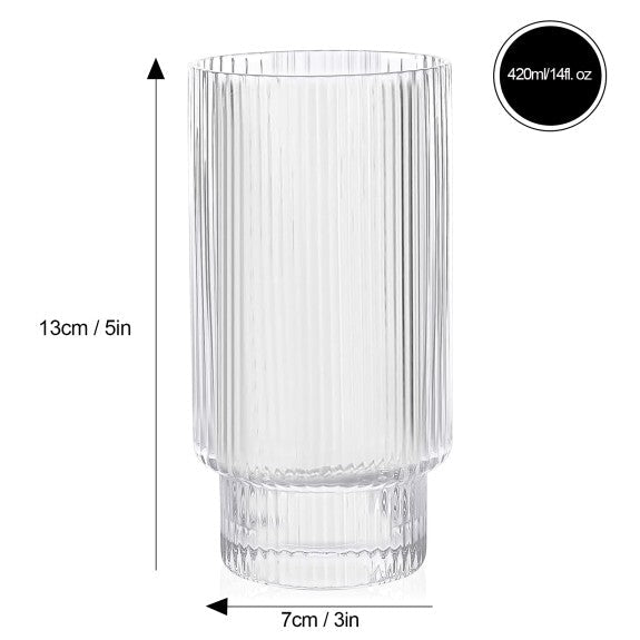 Brilliant - RIBBED CLEAR HIGHBALL 420ML SET/4 Home & Kitchen