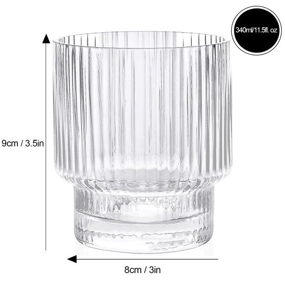 Brilliant - RIBBED CLEAR OLD FASH. 340 ML SET/4 Home & Kitchen