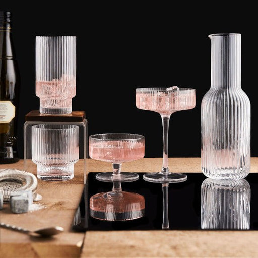 Brilliant - RIBBED CLEAR OLD FASH. 340 ML SET/4 Home & Kitchen