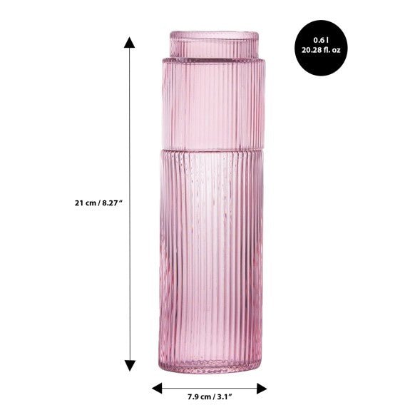Brilliant - RIBBED PINK CARAFE W. LID 600 ML Home & Kitchen