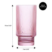 Brilliant - RIBBED PINK HIGHBALL 420 ML SET/4 Home & Kitchen