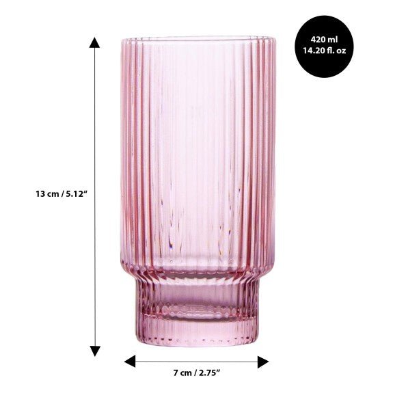 Brilliant - RIBBED PINK HIGHBALL 420 ML SET/4 Home & Kitchen