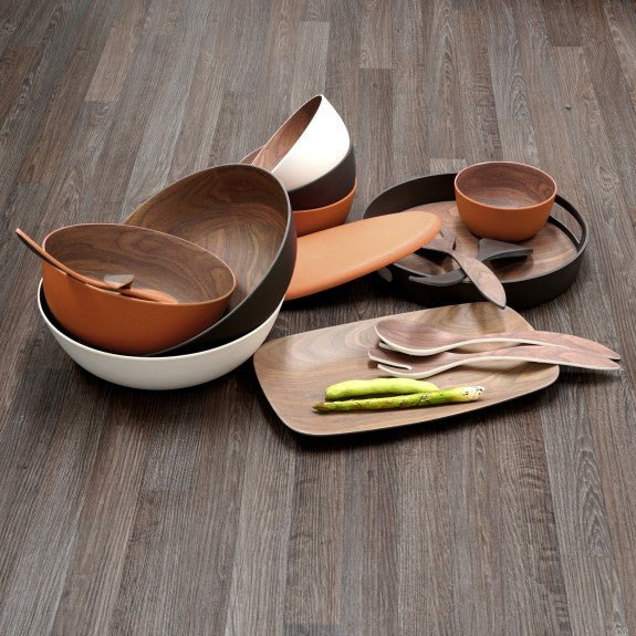 Brilliant - WALNUT BASIC WHITE SALAD SERVER SET Home & Kitchen