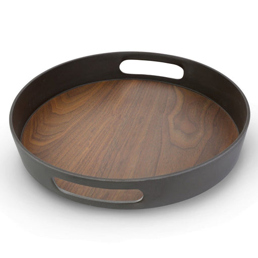 Brilliant - WALNUT COFFEE ROUND TRAY 38CM Home & Kitchen