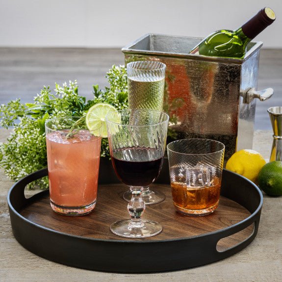 Brilliant - WALNUT COFFEE ROUND TRAY 38CM Home & Kitchen