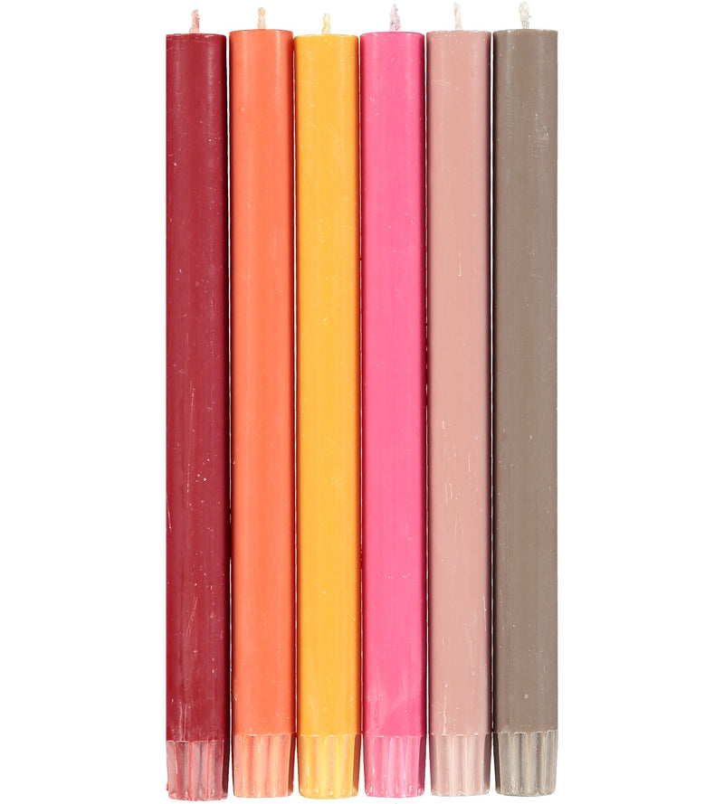 British Colour Standard - Solid Dinner Candle x6 Assorted Warm Home & Kitchen