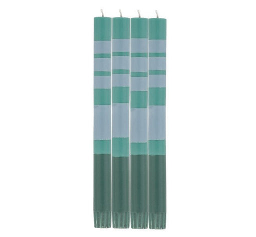 British Colour Standard - Striped Dinner Candle x4 Beryl - Bokara - Moonstone Home & Kitchen