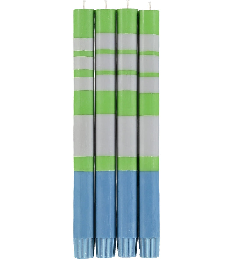 British Colour Standard - Striped Dinner Candle x4 Grass Green - Nankin - Willow Home & Kitchen