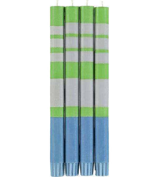 British Colour Standard - Striped Dinner Candle x4 Grass Green - Nankin - Willow Home & Kitchen